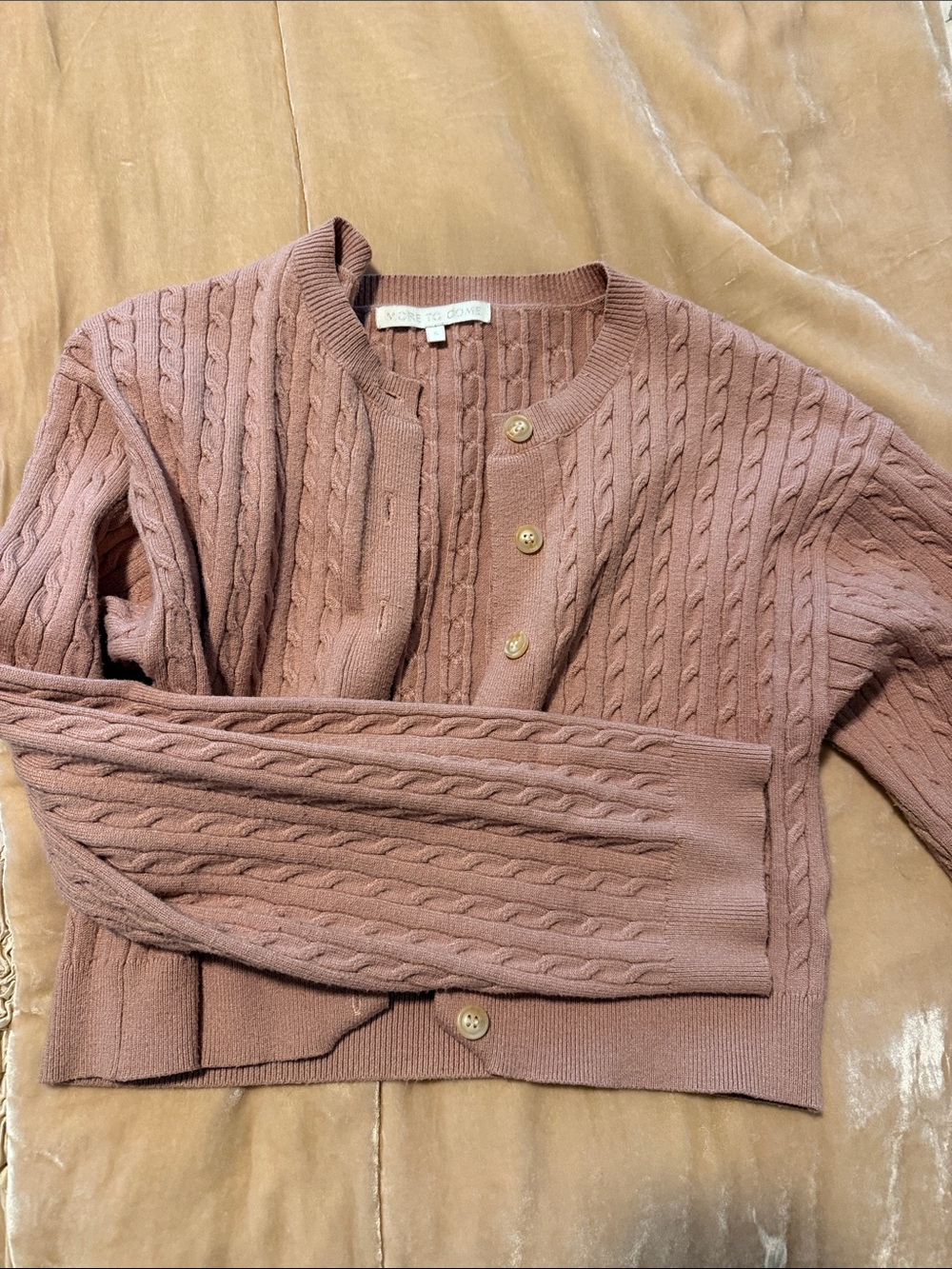 Montalto Cable-Knit Crop Cardigan - Dusty Rose